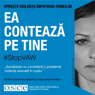#StopVAW She Is Counting On you Banner for Moldova in Romania