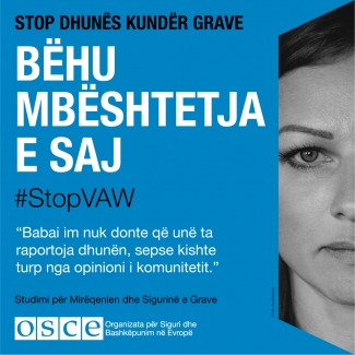 #StopVAW She is counting on you Banner Albania in Albanian