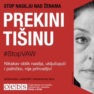 #StopVAW End the Silence Banner Serbia