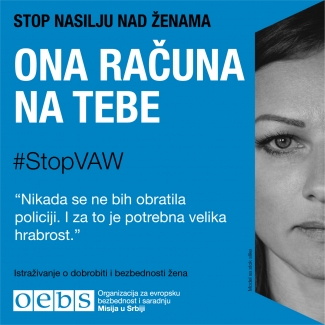 #StopVAW She is counting on you Banner for Serbia in Serbian language